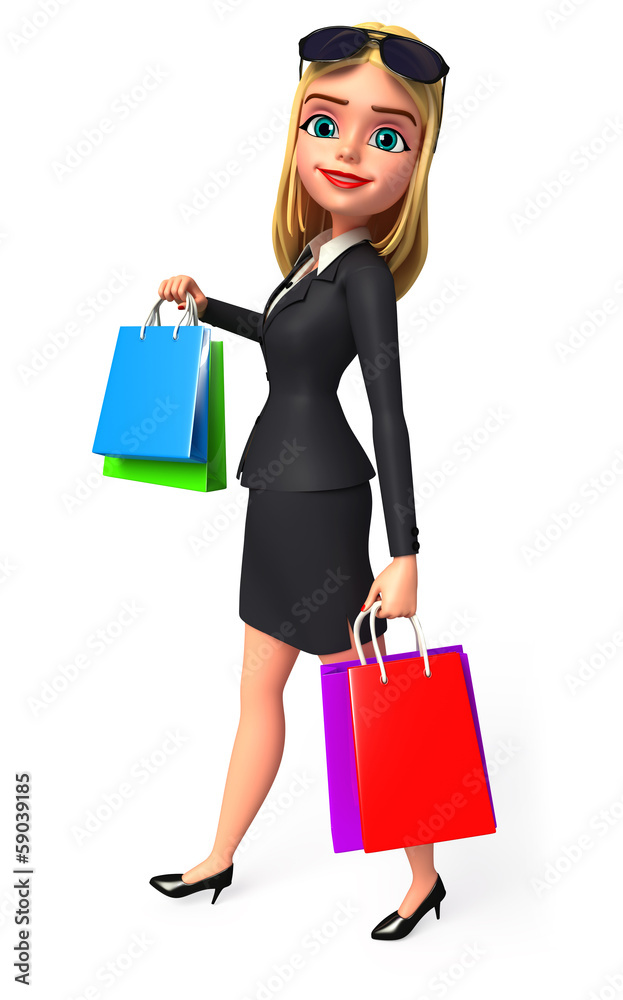Young business woman walking with his shopping bags
