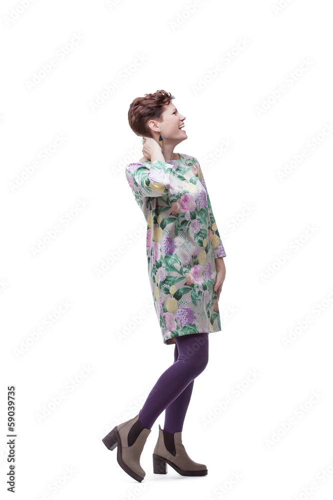 Fashionable middle aged woman, isolated on white Fashionable middle aged woman, isolated on white