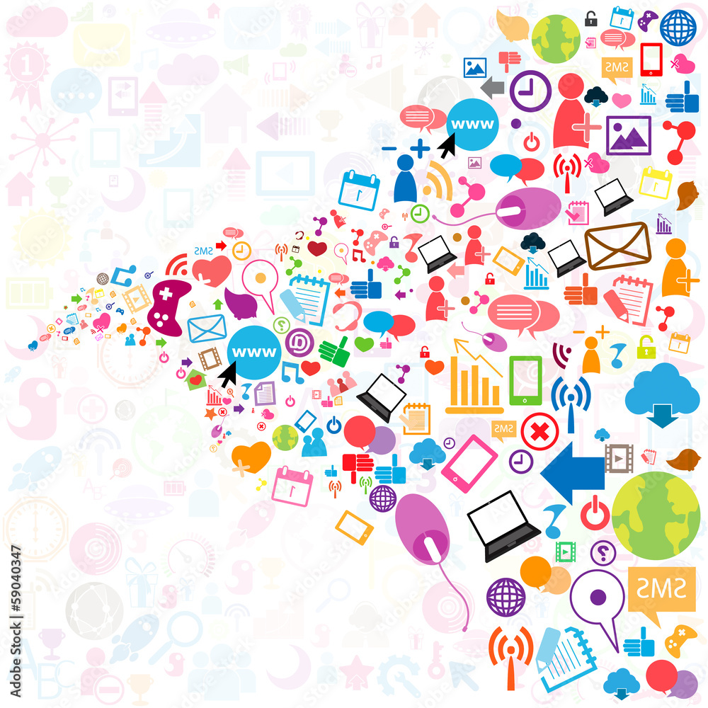 Social network background with media icons Social network background with media icons