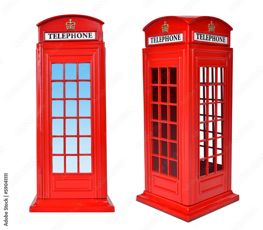 British telephone box, isolated on a white background. British telephone box, isolated on a white background.