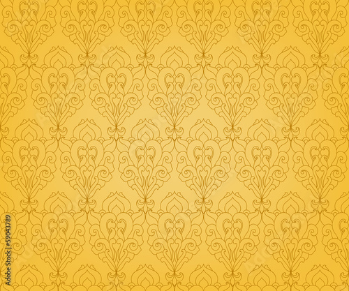 Seamless vintage wallpaper with painted flowers