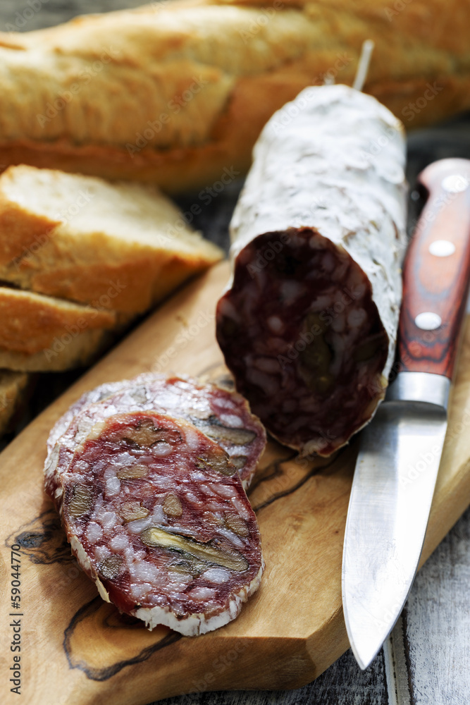 Salami with walnuts - Traditional Italian salami Salami with walnuts - Traditional Italian salami