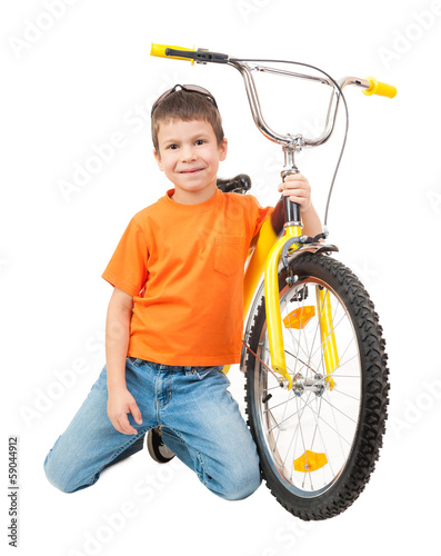 boy on bicycle isolated