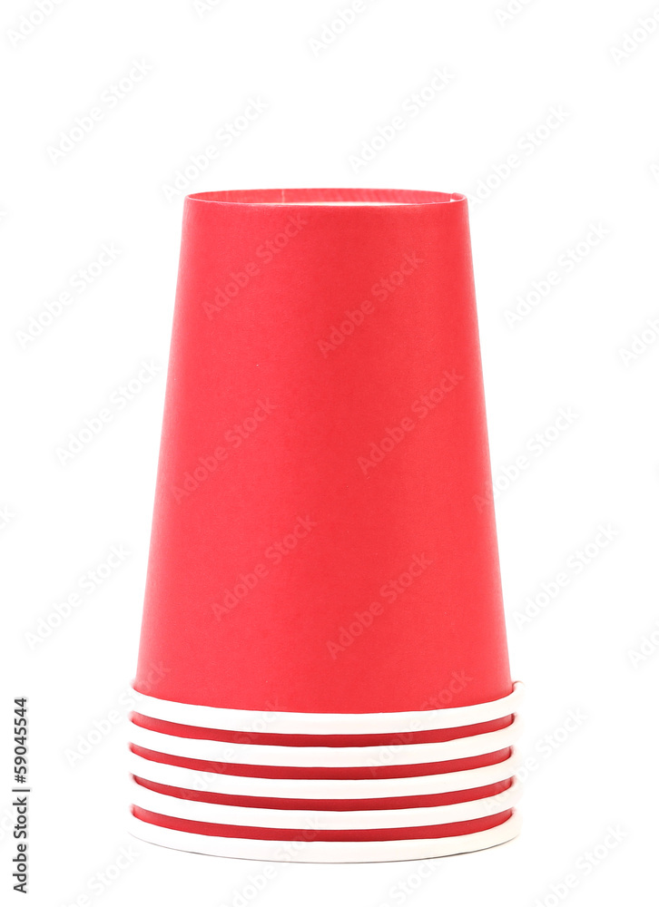 Red plastic cups isolated on white Red plastic cups isolated on white