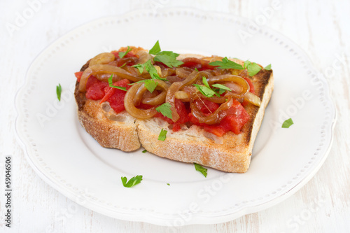 toast with tomato and onion