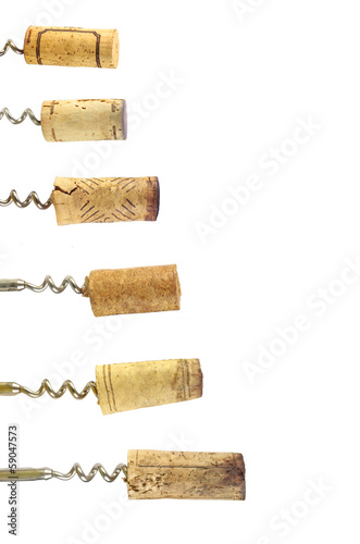 collection of wine corks, isolated on white background
