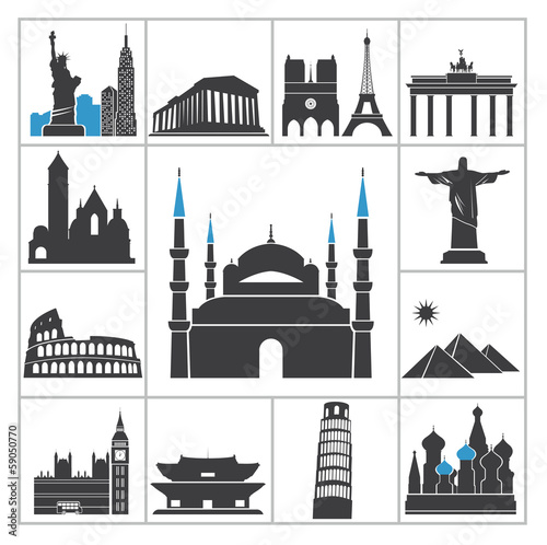 Landmark travel icons