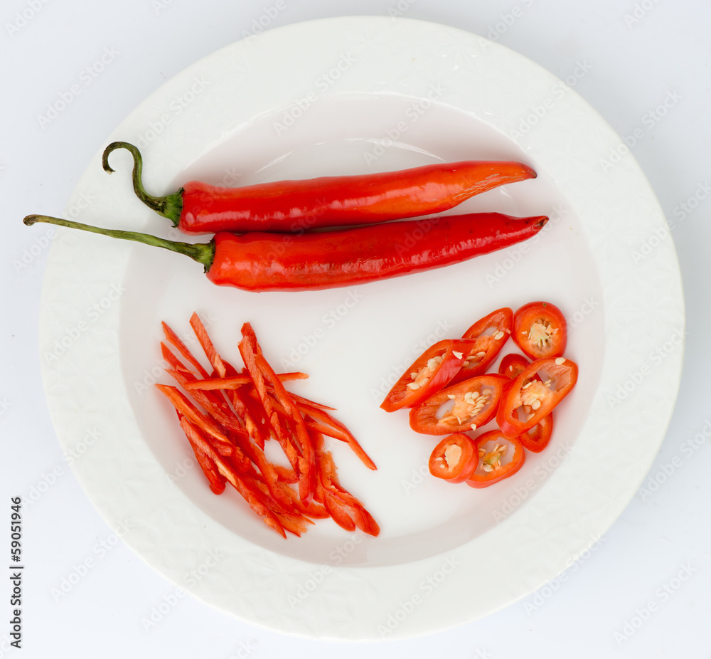 Slice the Chili Pepper with isolate background Slice the Chili Pepper with isolate background