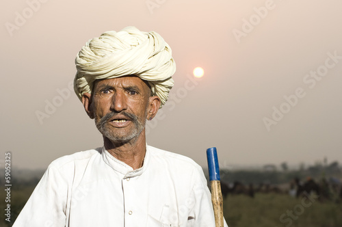 farmer, turban, costume, Rajasthan, rural India