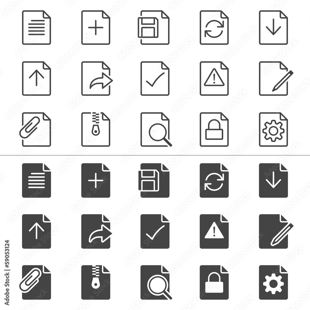 Document thin icons, included normal and enable state.