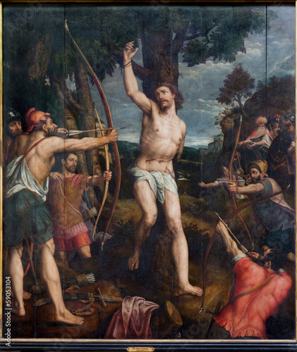 Mechelen - Martyrdom of st. Sebastian pain in cathedral