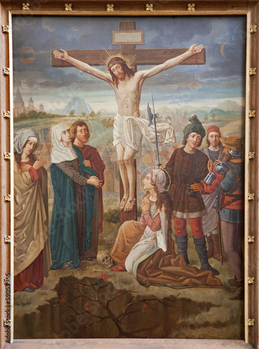 Canvas Print Gent - Crucifixion paint from st. Peter s church