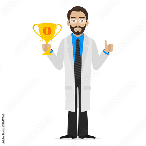 Scientist holds cup first place