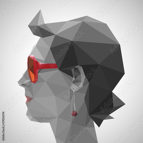 Young woman in origami style