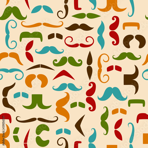 Seamless pattern with color mustache