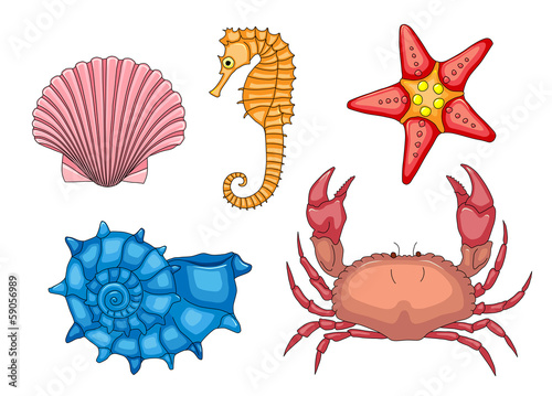 Vector set of sea animals