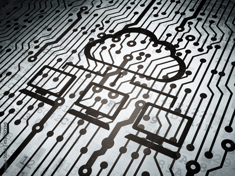 Cloud computing concept: circuit board with Cloud Network Cloud computing concept: circuit board with Cloud Network
