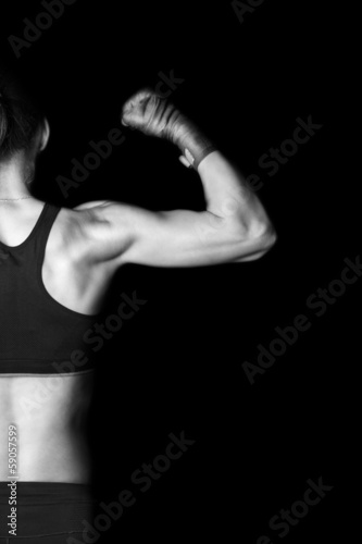 strong woman is training