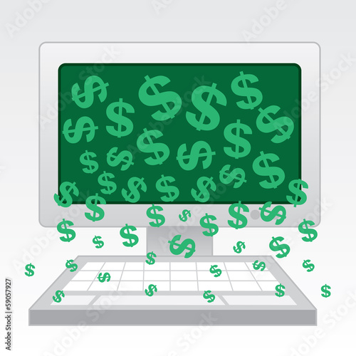 Money falling out of desktop computer