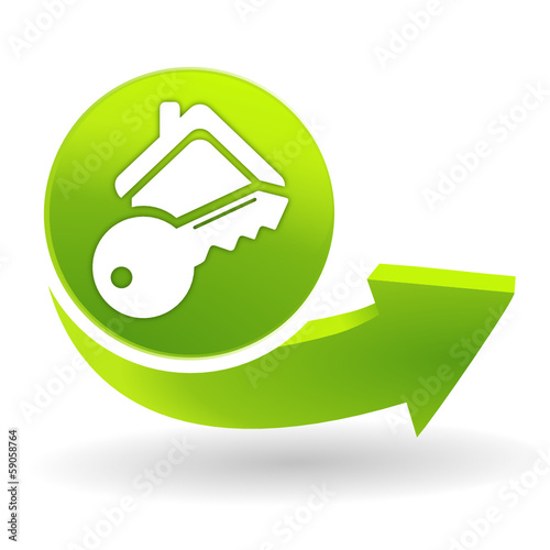 clef de maison sur symbole vert