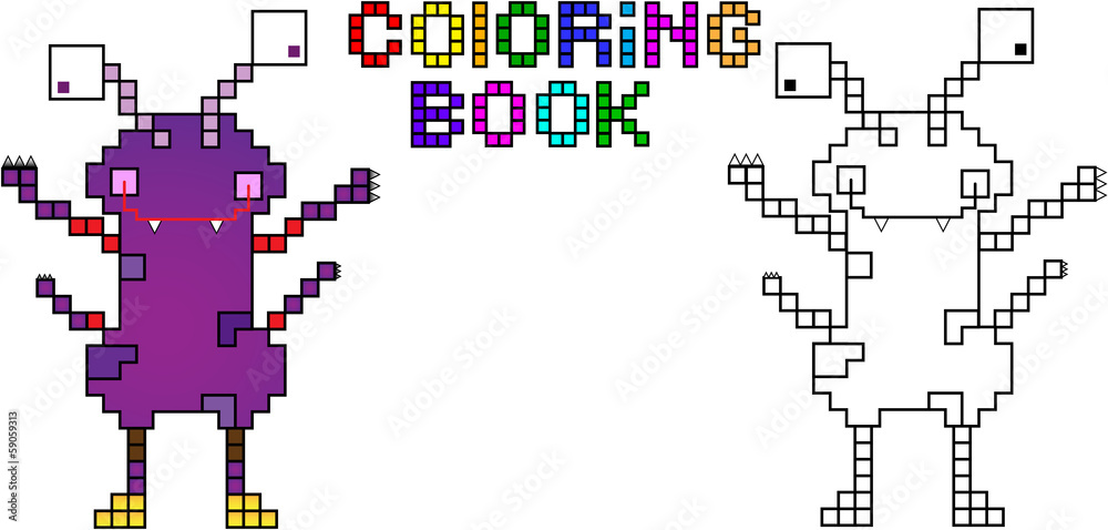 Coloring book pixel monster fourth Coloring book pixel monster fourth