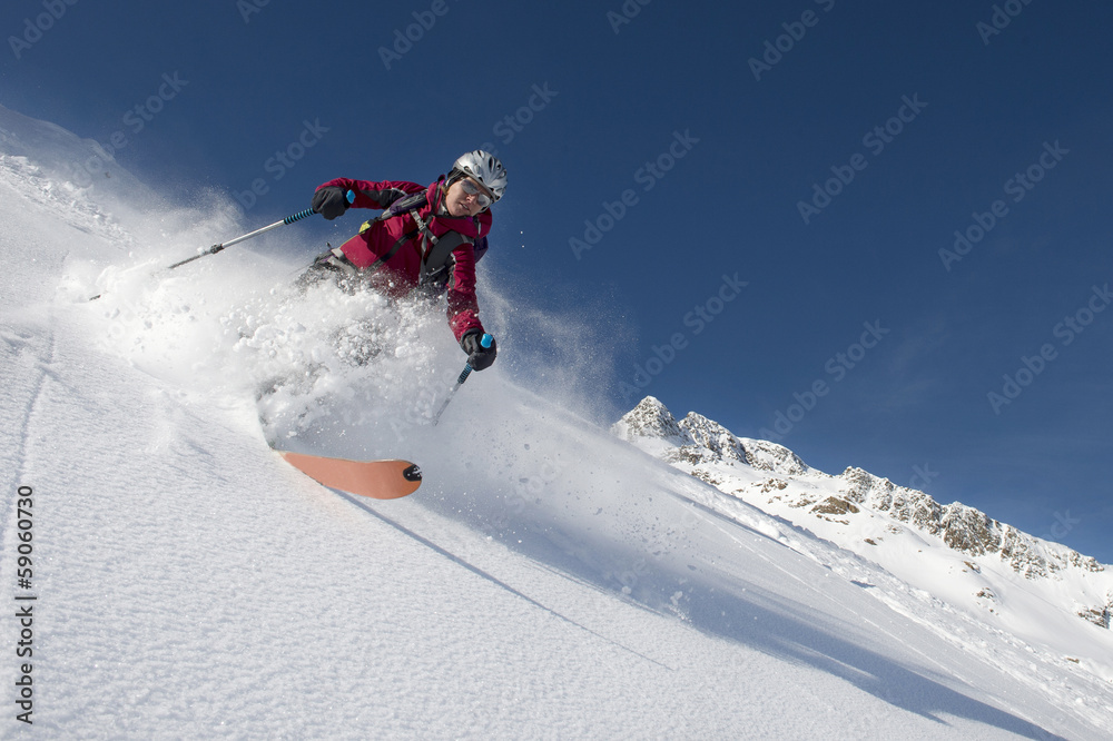 skiing in powder snow