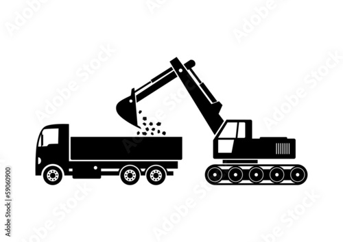 Truck and excavator icon