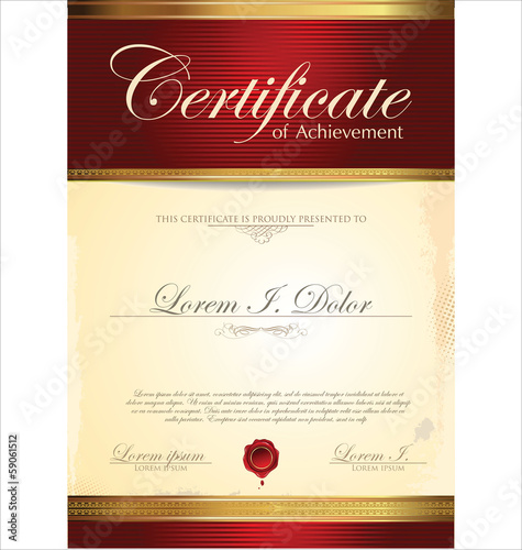 Red and gold Certificate template