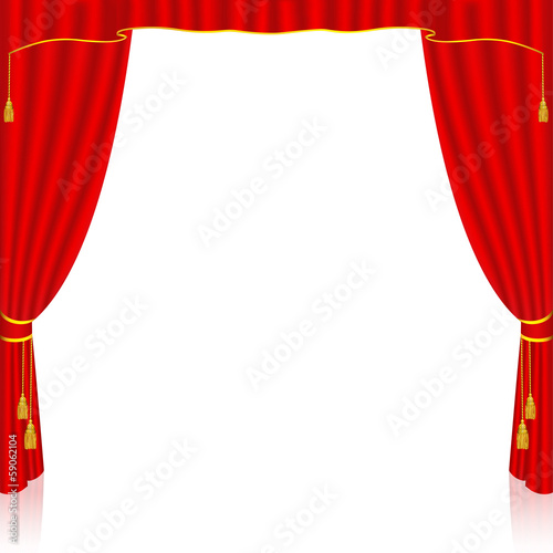 Red curtain on white background