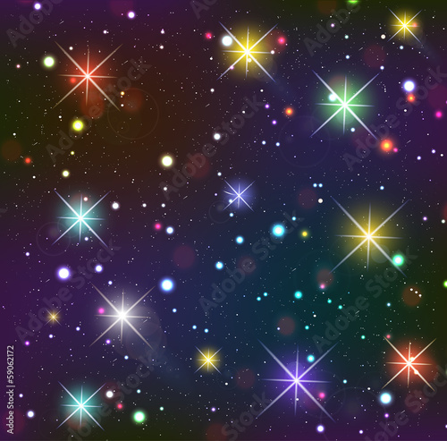 Starry sky. Dark background with glowing effects © Ramcreative