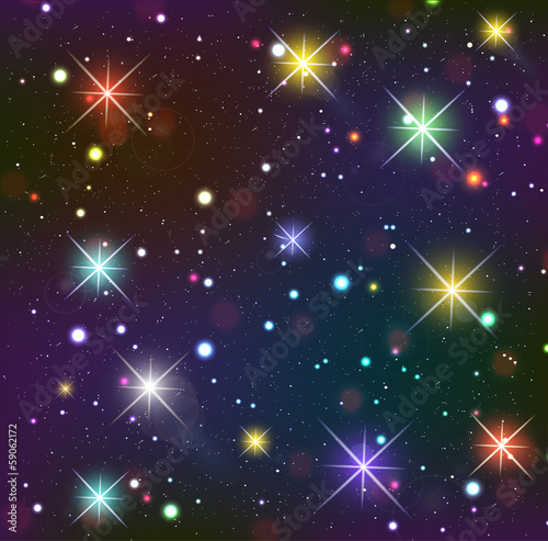 Starry sky. Dark background with glowing effects