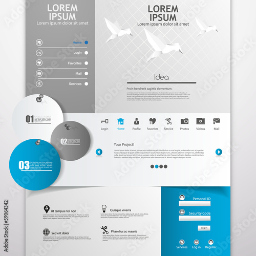 Clean Modern Website template in editable vector format, with or