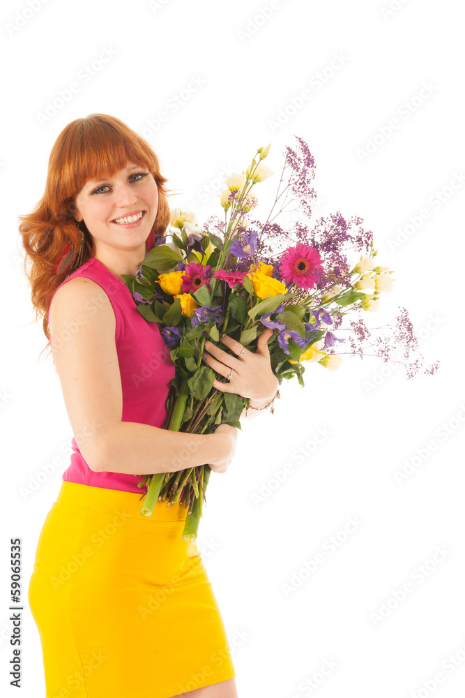 Portrait woman with flowers