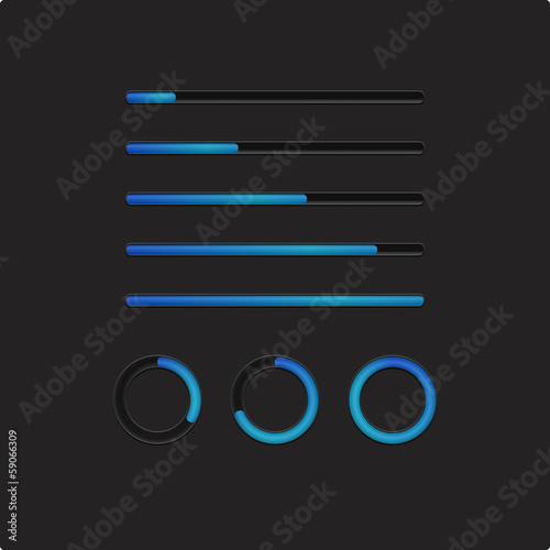 Blue loading bars and spinner