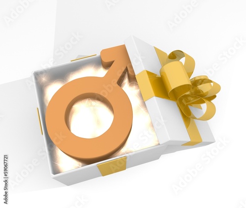 christmas gift box with man symnol photo