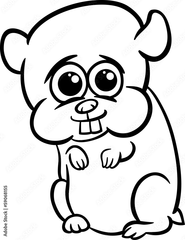 baby hamster cartoon coloring page