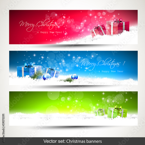 Set of three Christmas banners
