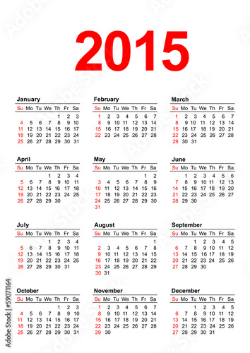 American Calendar 2015 - vertical