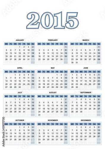 European calendar for 2015 in vector