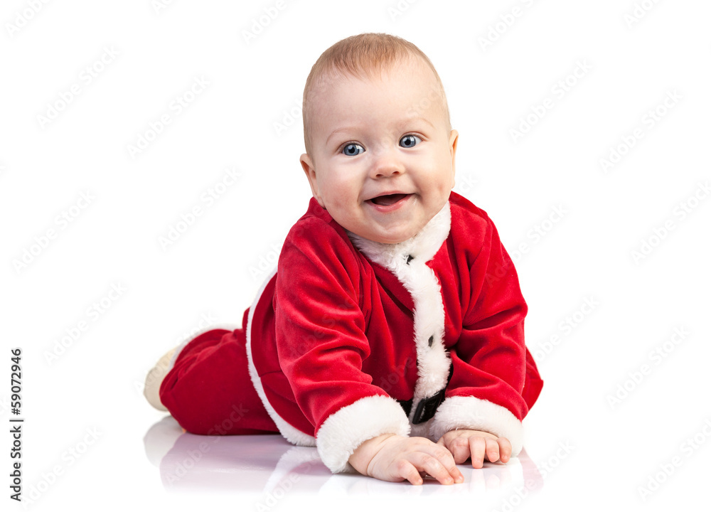 Happy little baby boy in Santa costume Happy little baby boy in Santa costume