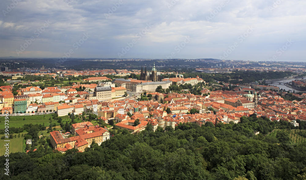 Panorama of historical center of Prague.