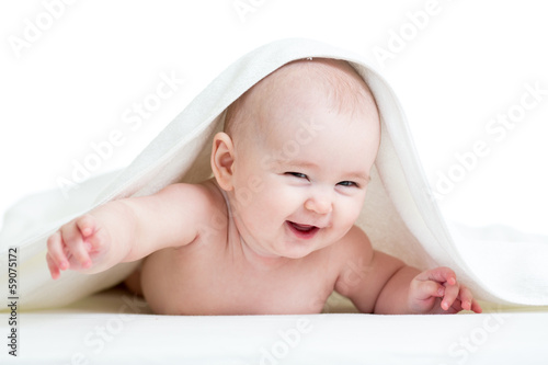funny baby in towel