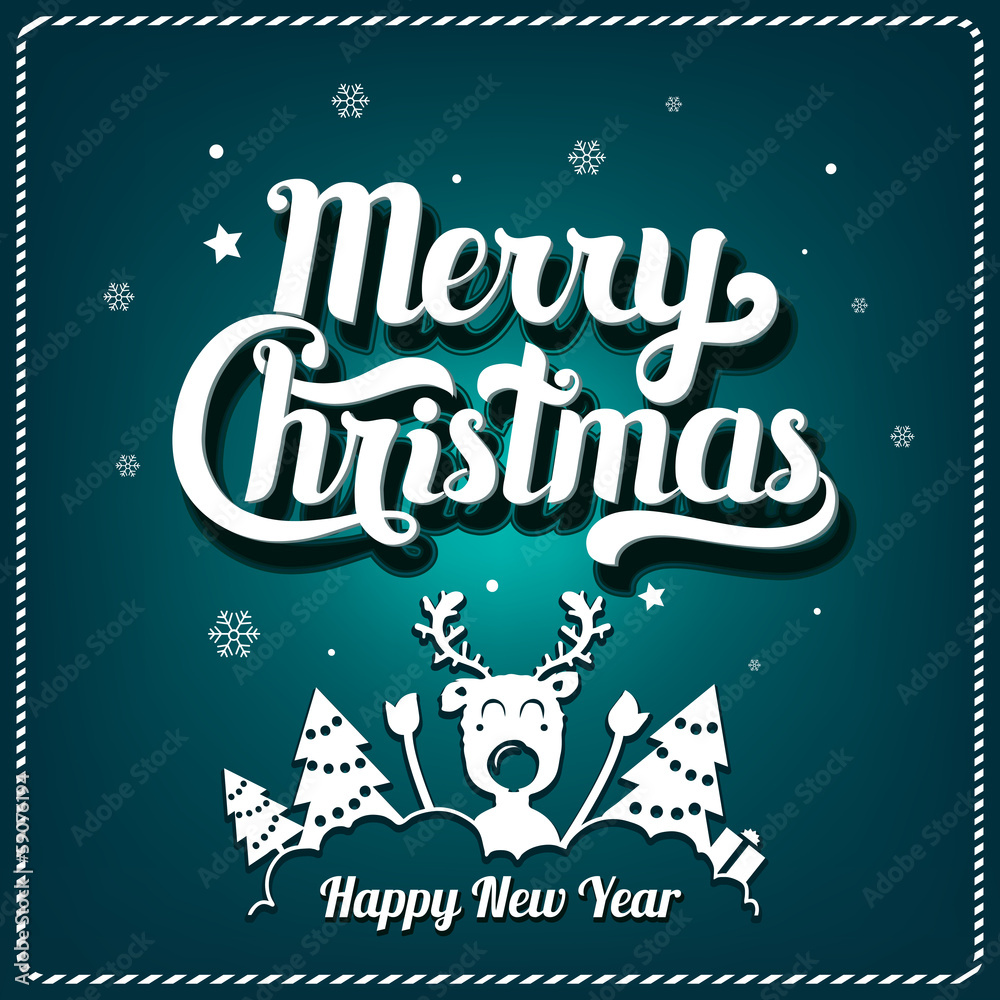 Christmas Greeting Card with funny reindeer Christmas Greeting Card with funny reindeer