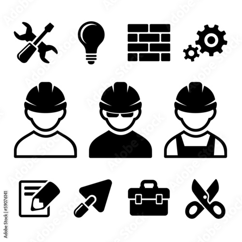 Industrial worker icons set