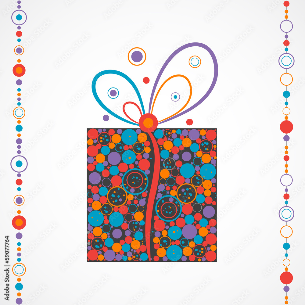 Christmas present box made from circles (vector) Christmas present box made from circles (vector)