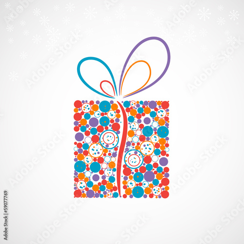 Christmas present box made from circles (vector)