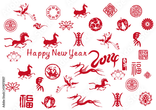 new year card with chinese traditional element