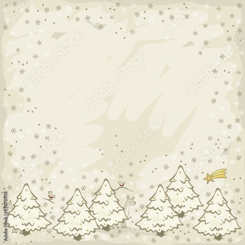 zaśnieżone choinki świąteczne zimowe tło z miejscem na tekst