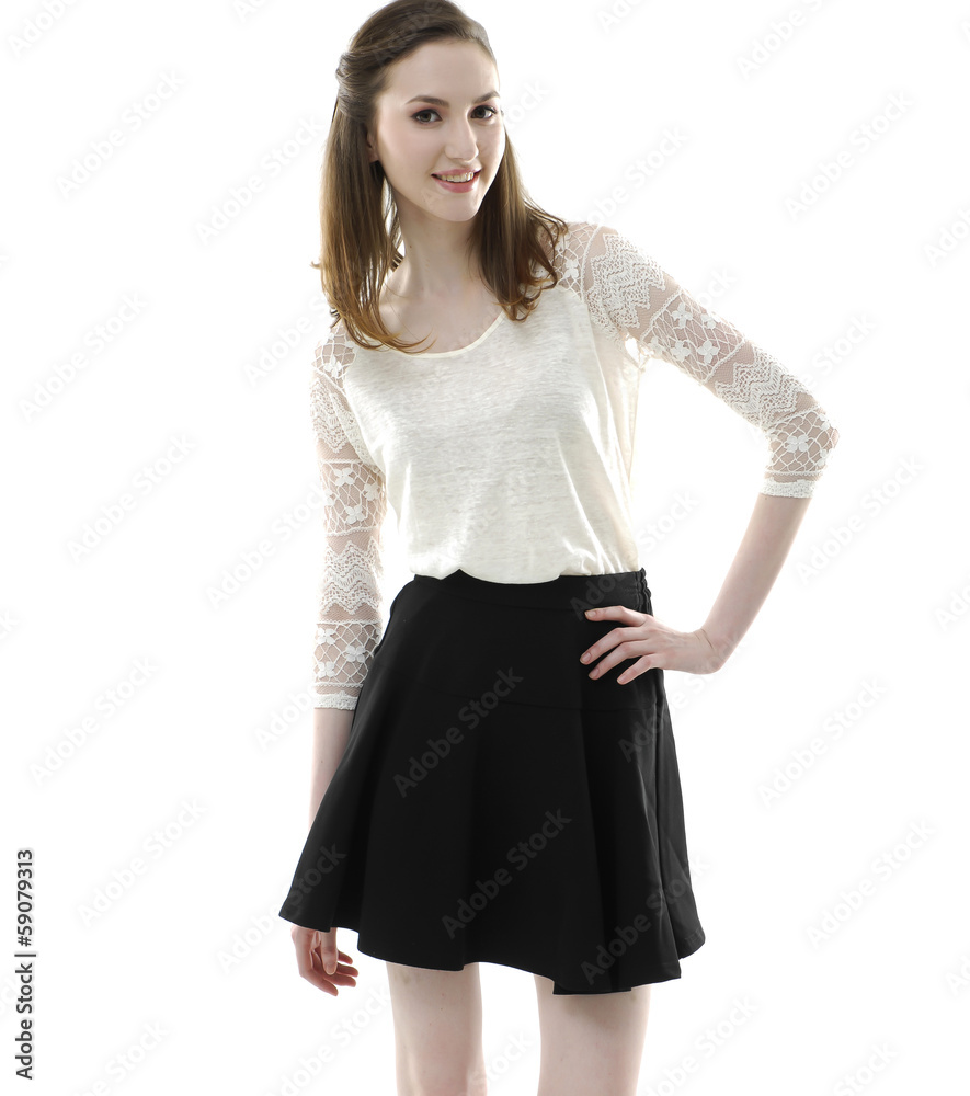 Young casual woman style isolated posing in studio Young casual woman style isolated posing in studio
