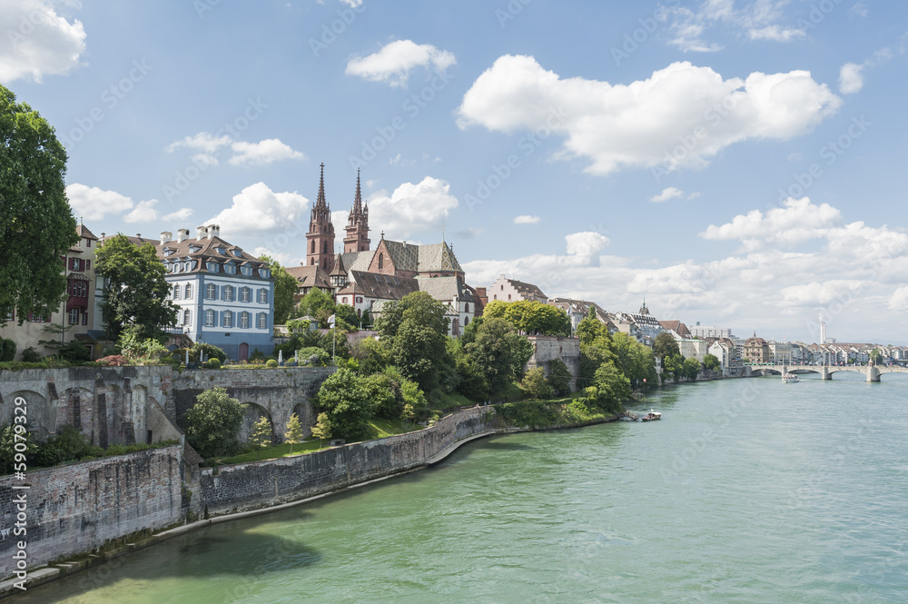Basel, historische Altstadt, Rhein, Münster, Schweiz Basel, historische Altstadt, Rhein, Münster, Schweiz